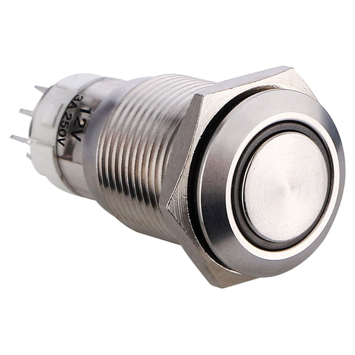 DC12V 16mm 5/8" Blue Ring Led Metal Selflocking Latching Push Button