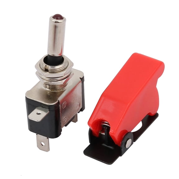 DC12V 20A Car Boat SPST Red Illumination Metal Tip ON/OFF Toggle Switch