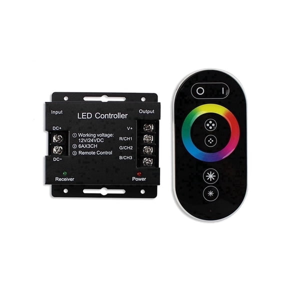 RF RGB LED Controller, Pwm Dimmable Slide Remote, DC 12V-24V 18A