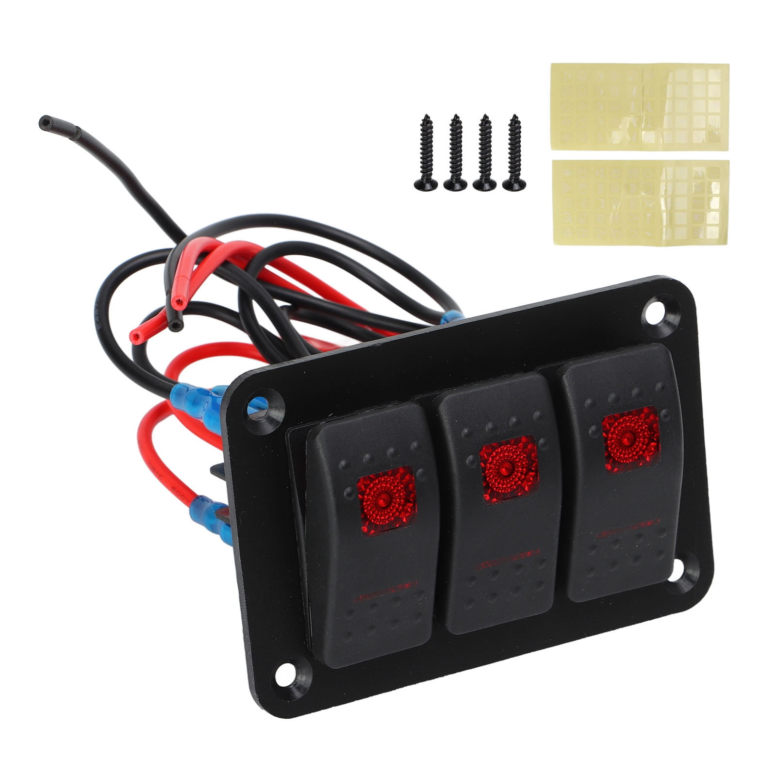 DC12V 24V Red Light 3 Gang Switch Panel Waterproof Corrosion Resistant ...