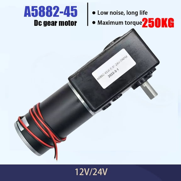 DC12V 24V Strong Torque Gearmotor Metal Turbo Worm Gearbox Engine Reversed Low Speed 250kg.cm Self-Lock Worm DC Gear Motor