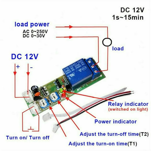 DC12V Adjustable Infinite Cycle Loop Delay Timer Time Relay Switch ON/OFF Module