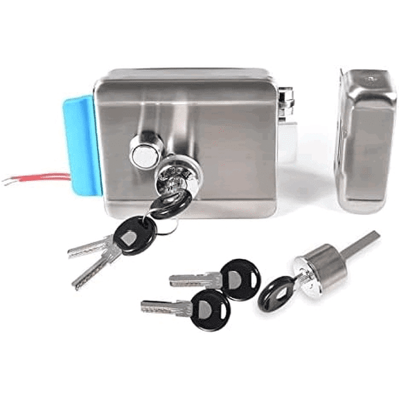 DC12V Electric Double Headed Lock - Stainless Steel Body, 6 Keys, E-Lock for Access Control & Video Intercom Kits$$Tools & Hardware Other