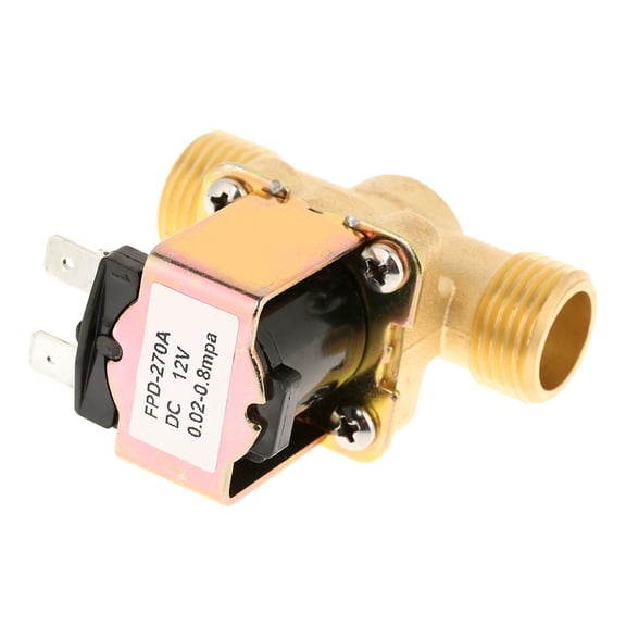 DC12V Integration Faucet Solenoid for 2-Port Normally Closed Brass Water Inlet Control G1/2" Thread