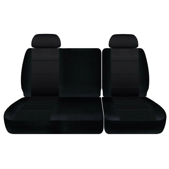 DC140-Design Covers Compatible With 1988-1994 Chevy C/K 1500 Truck Seat Covers (40/60 Split Bench with HR), Cotton Blend Material In Solid Black