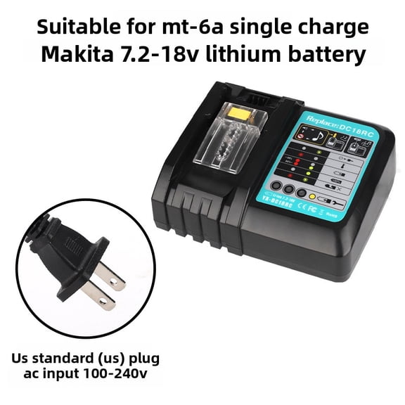 DC18RC 6A Battery Charger for Makita 14.4V-18V LXT Lithium-Ion Batteries BL1850 BL1840B BL1820 BL1815 BL1860 BL1430 BL1450 BL1830 18V Drill Battery Charger Replaces DC18RD DC18RA DC18SD DC18SF
