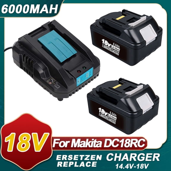 DC18RC Li-ion Battery 3A Charger+2pcs 6.0ah Battery set for Ma*kita 18V BL1860B,BL1850B,BL1840,BL1830,BL1820