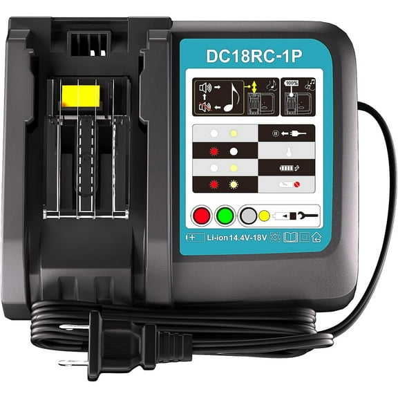 DC18RC Replacement 14.4V-18V Charger for Makita Battery Charger DC18RC DC18RA DC18SD DC18SE, for 14.4V-18V Makita Batteries BL1850 BL1840B BL1820 BL1815 BL1860 BL1430 BL1450 BL1830