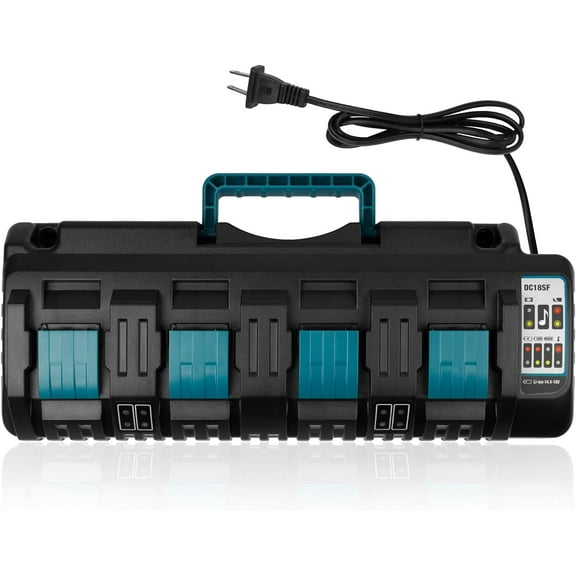 DC18SF 14.4V/18V Rapid 4-Port Charger with USB Ports for Makita 14.4V-18V Battery BL1850B BL1860B BL1430B BL1840B BL1820B