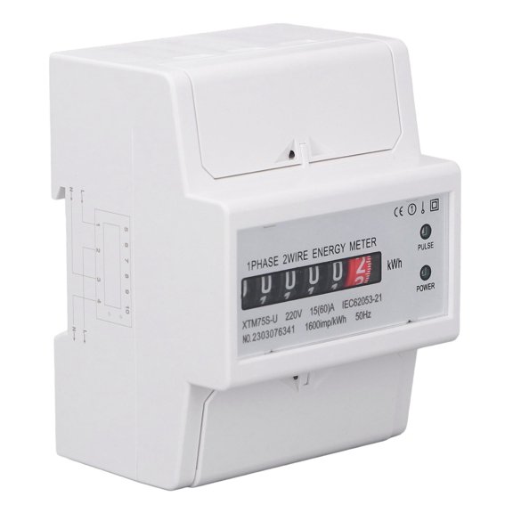 DC220V Single Phase Energy Meter Digital Display 4P 35mm Rail Mount Electricity Power Meter
