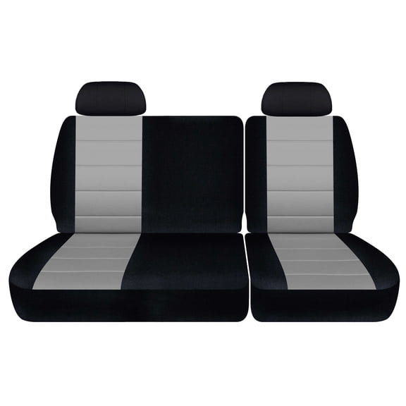DC231-Design Covers Compatible With 1988-1994 Chevy C/K 1500 Truck Seat Covers (40/60 Split Bench with HR), Cotton Blend Material In Black and Silver