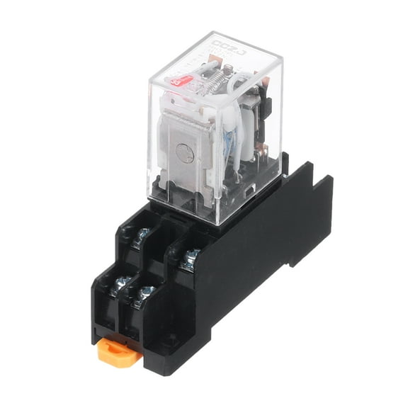 DC24V Electromagnetic Power Relay 8-Pin AC/DC DPDT 2NO+2NC Relay Coil with Socket Base with LED Indicator