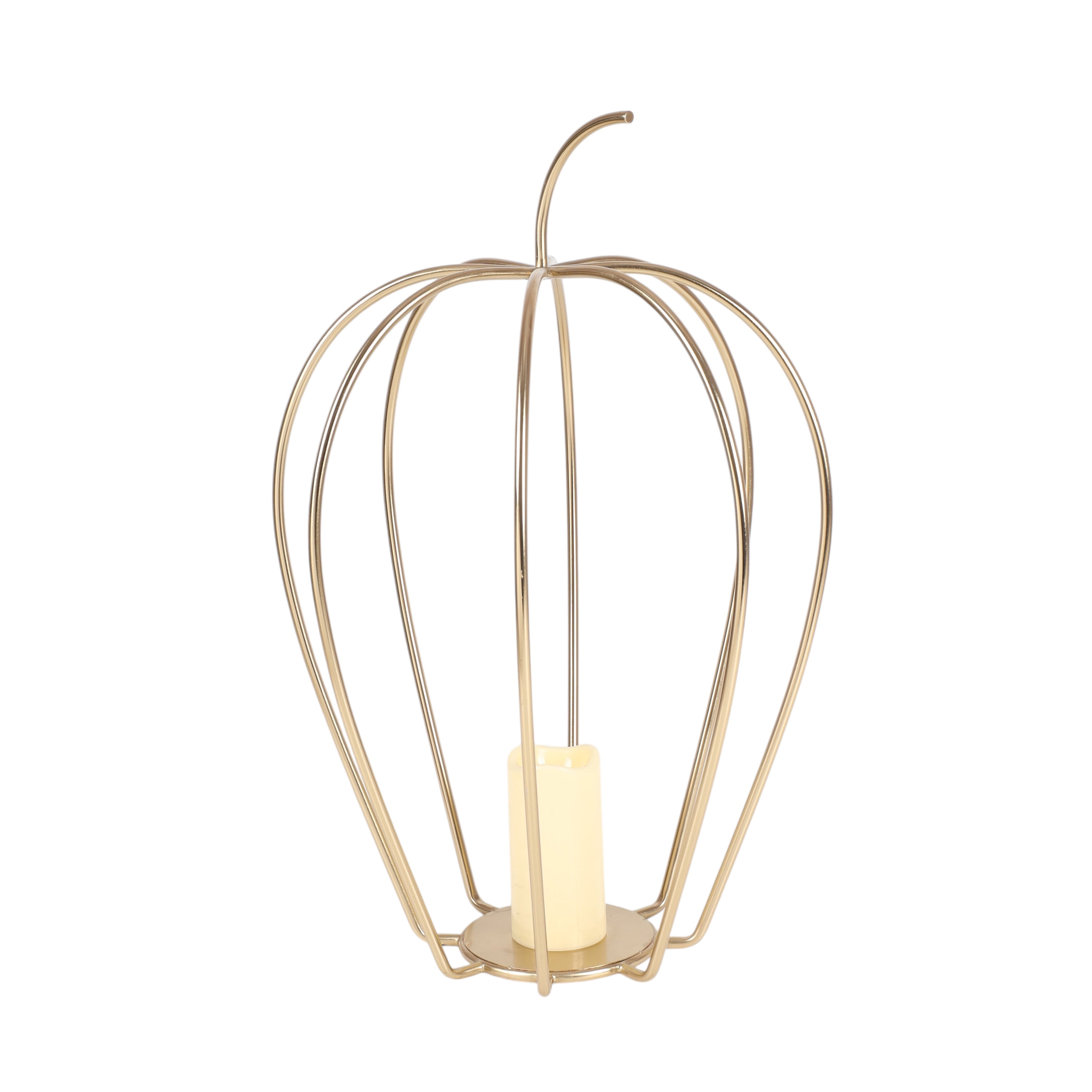 Gold Metal Pumpkin Lantern Halloween Decoration, 26"H, by Way To Celebrate - Walmart.com