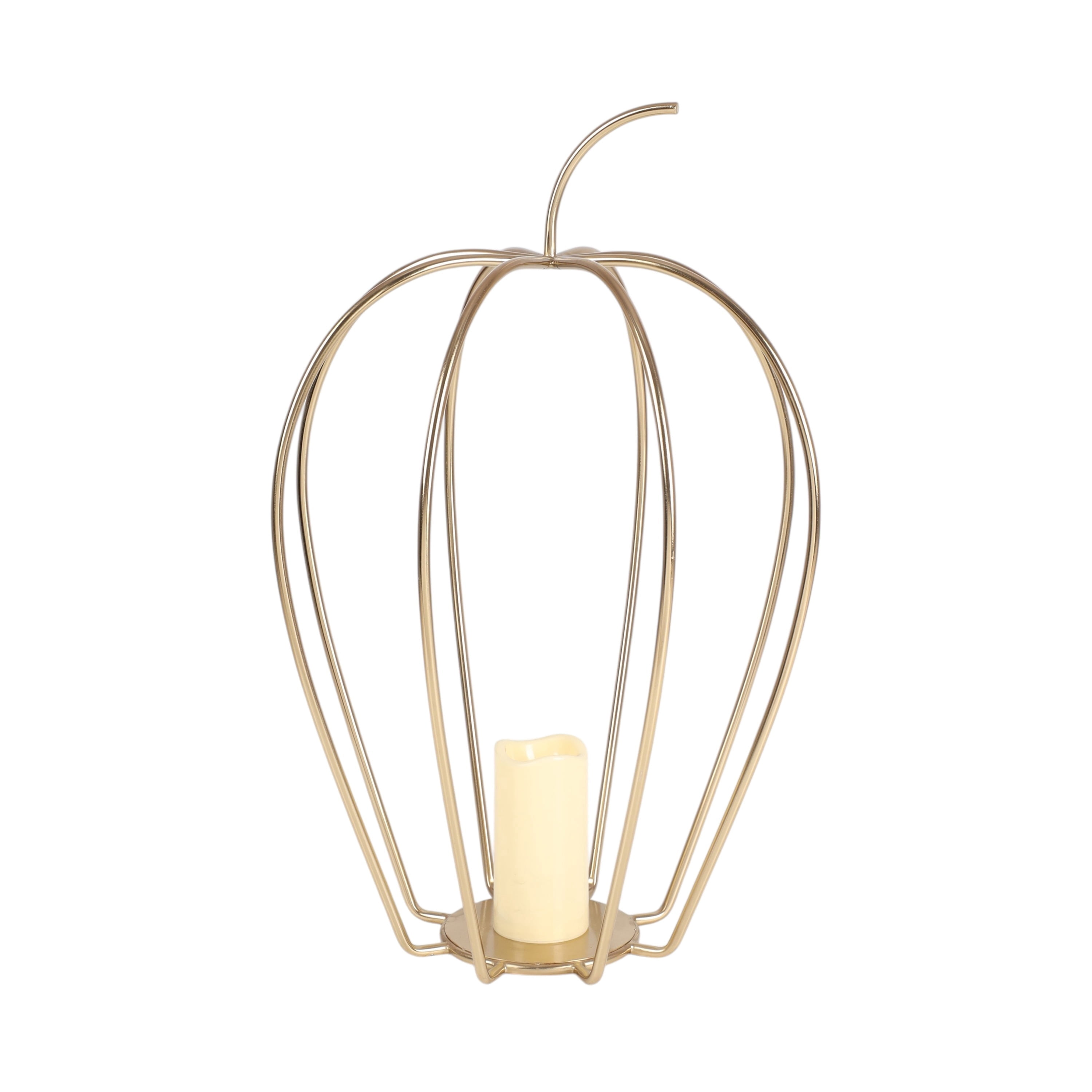 Gold Metal Pumpkin Lantern Halloween Decoration, 26"H, by Way To Celebrate