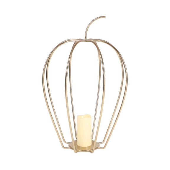 Gold Metal Pumpkin Lantern Halloween Decoration, 26"H, by Way To Celebrate