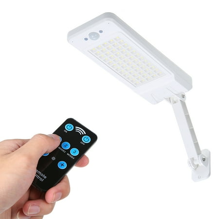 DC3.7V 6.8W 60 LED Solar Power Energy Lamp PIR Motion Sensor Human Infrared Sensor Detector Technology Sensitive Light Control with Remote Controller Three Lighting Modes IP65 Water Resistance Outdoor