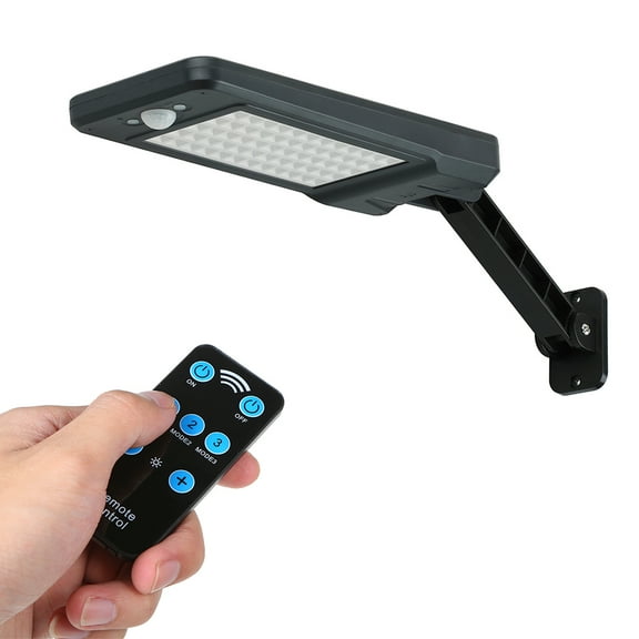 DC3.7V 6.8W 60 LED Solar Power Energy Lamp PIR Motion Sensor Human Infrared Sensor Detector Technology Sensitive Light Control with Remote Controller Three Lighting Modes IP65 Water Resistan