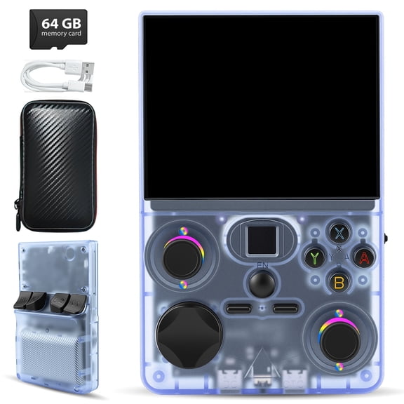 DC35V, Open Source Linux Video Game Console, Black, 4000Mah Battery, 3.5 Inch IPS Screen, Lightweight Portable Handheld Design