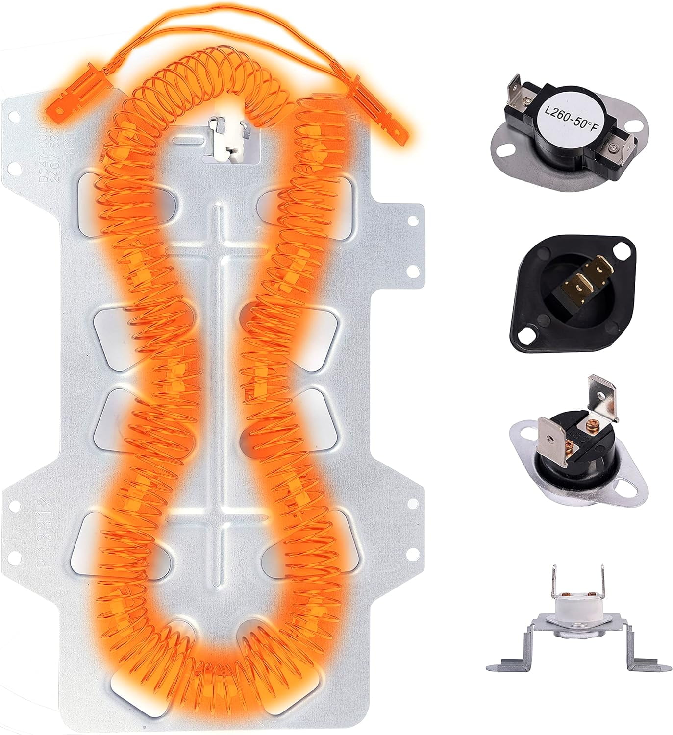 DC47-00019A 35001247 Replaces For Amana, Maytag, Samsung Dryer Heating Element With DC96-00887A DC47-00016A DC32-00007A DC47-00018A Thermostat,Thermal Fuse, Thermistor Kit