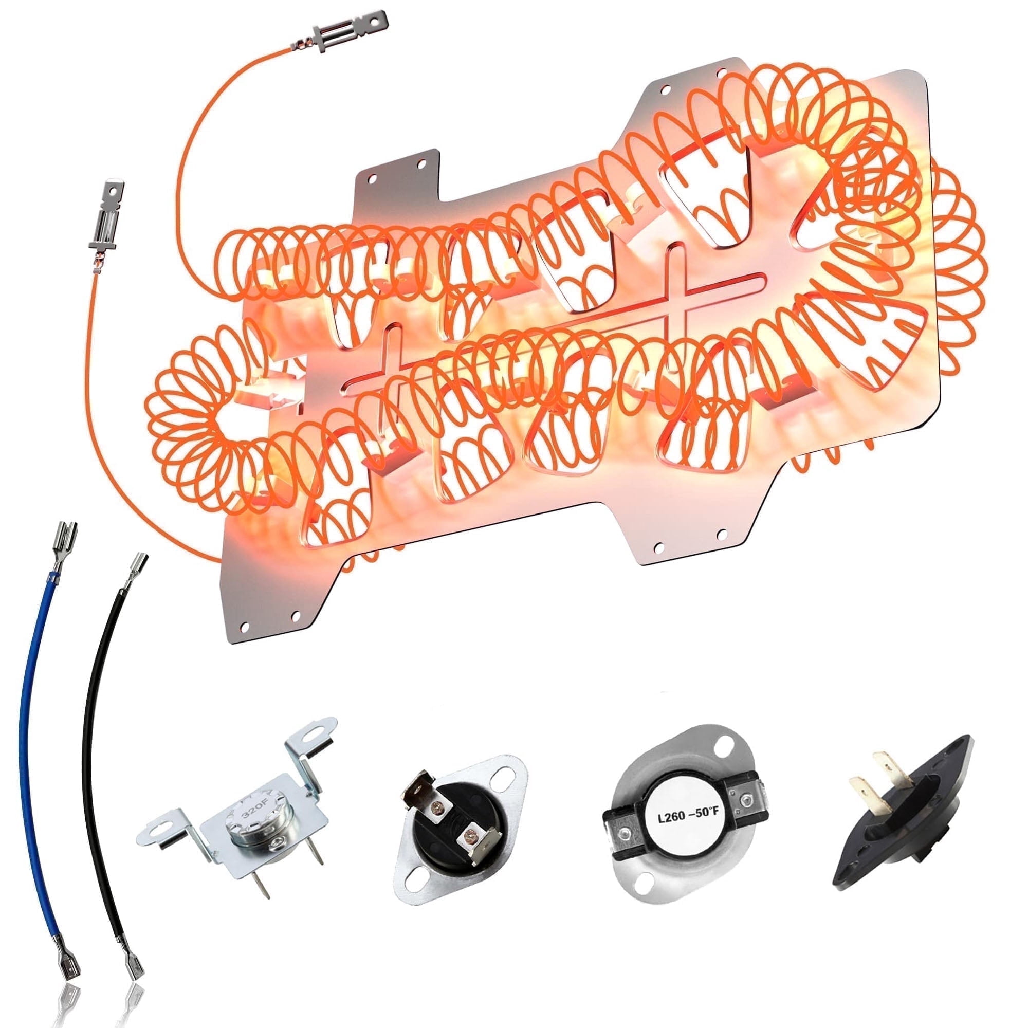 UPGRADED 【95% Nickel】Dryer Heating Element DC47-00019A for Samsung dv42h5000ew/a3 dv45h7000ew/a2 Dryer Parts, Including DC96-00887A, DC47-00016A, DC47-00018A and DC32-00007A