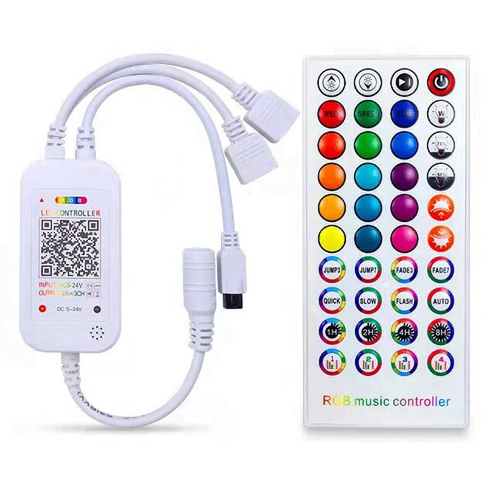 DC5-24V Bluetooth LED Controller+40 Keys Remote Control APP and Music ...