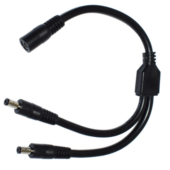 DC5.5mmx2.5mm Female to 2xMale Power Splitter Adapter Cord Extension Cable Line for Camera, Routers and LED Light Fan