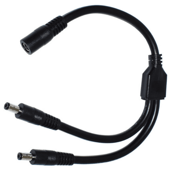 DC5525 Power Splitter Cable 1 Female to 2 Male 5.5mmx2.5mm Connector Cord for LED Strips Light and CCTV Cameras 23cm