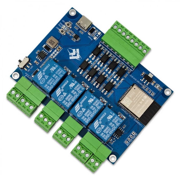 DC7-24V ESP32 Modbus RTU Four Channel Relay Module RS485 Development Board MODBUS Protocol Optocoupler Isolation Relay Board Built-in RS485 interface
