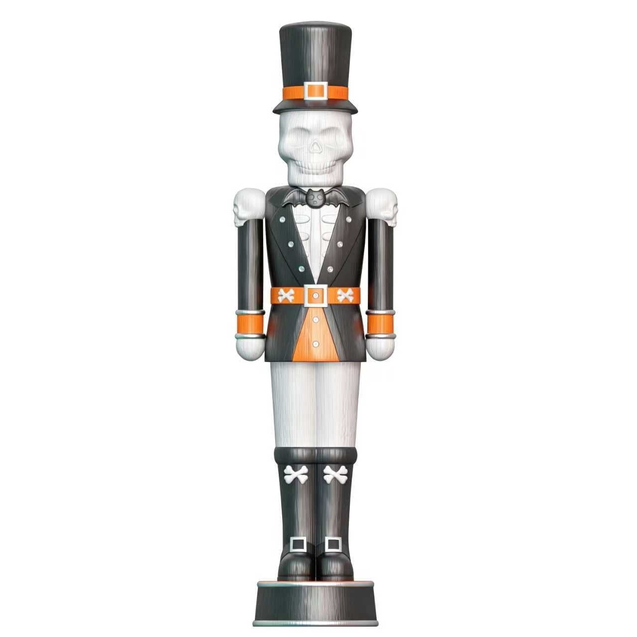 Giant Animated Skeleton Nutcracker Decoration, Black and Orange, 72", Halloween by Way To Celebrate
