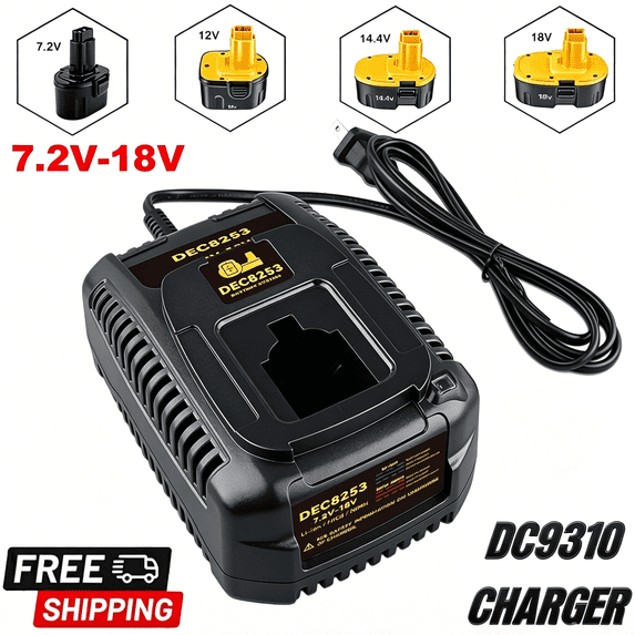 DC9310 Fast Charger Replacement for Dewalt 18V Battery Charger Compatible with DeWalt 7.2V-18V NiCad/NiMh Batteries DW9116 DC9096 DC9098 DC9099 DW9098 DW9099 DW9096 DW9072 DW9061