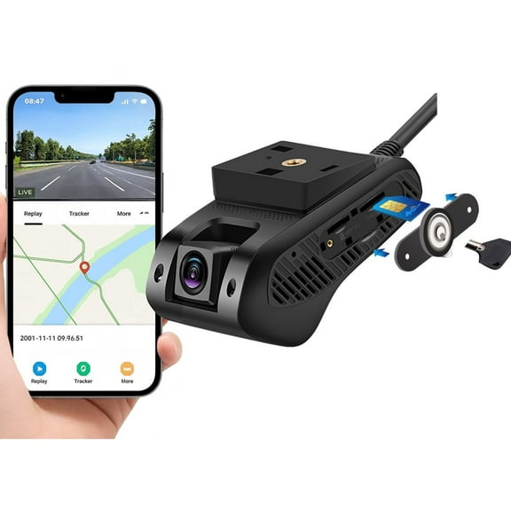 Live Streaming Vehicle Dash Cam - 4G LTE, Subscription Required, Dual Front & Interior Cabin Camera - Live Video Streaming Car Camera, GPS Tracking, Geofence Alerts & App Support, 128GB SD Included