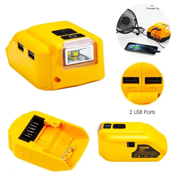 DCB090 Power Source Converter For Dewalt 20v Max 18V Battery Adapter With 2USB