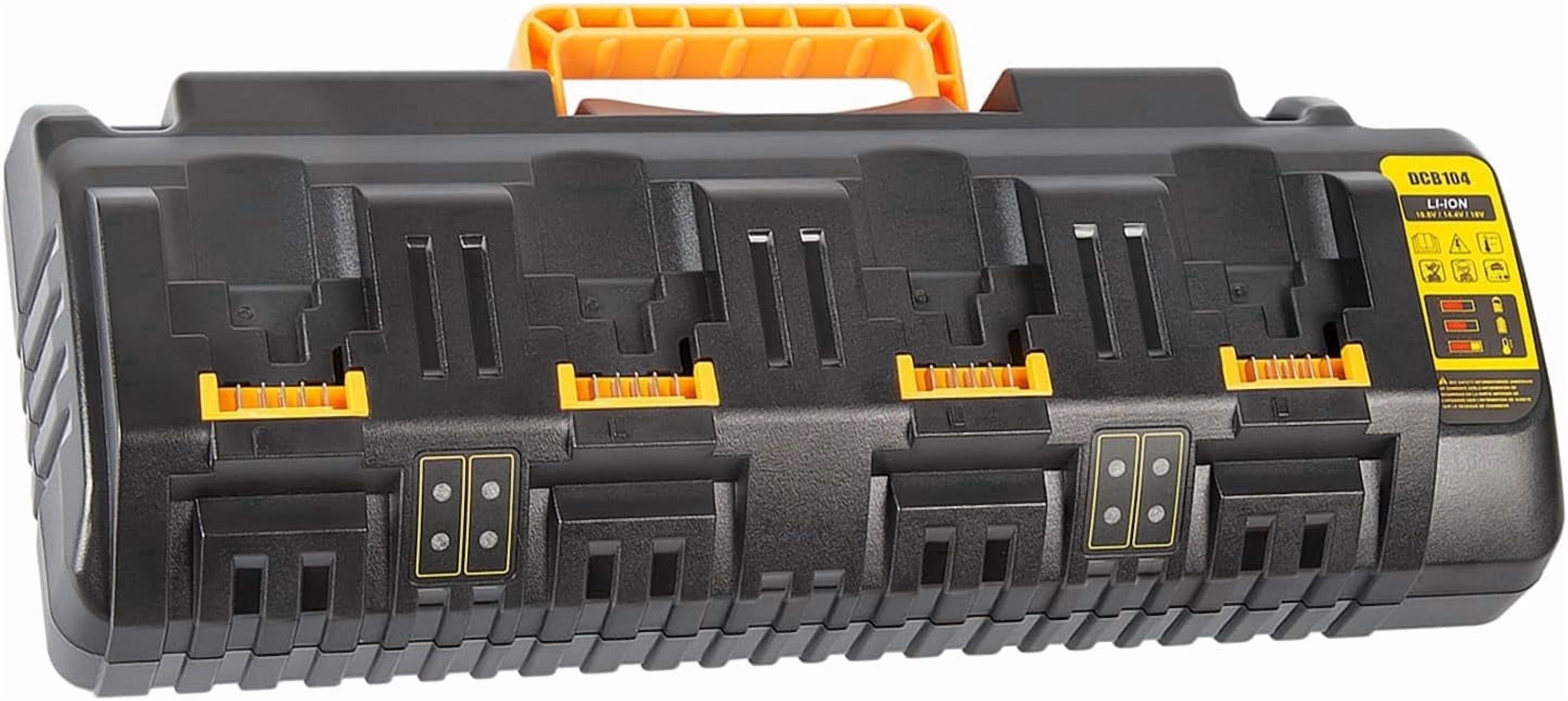 DCB104 Battery Charger Station, Replacement for Dewalt Charger, 4-Port Multi Charger with 2 USB Ports, Compatible with Dewalt 12V-20V Battery, Black