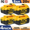 thumbnail image 1 of DCB200 6-PACK 20V 8.0Ah Lithium-Ion Replacement Power Packs for DeWalt 20V MAX XR Tools – Fits DCB180 DCB200/DCB201.etc– New Year Special replacement dewalt battery, 1 of 8