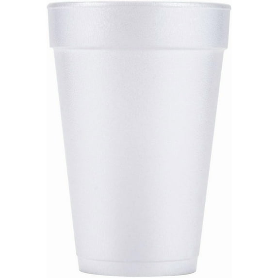 DCC 12J12 Drink Foam Cups, 12oz, White, 25/Bag, 40 Bags/Carton