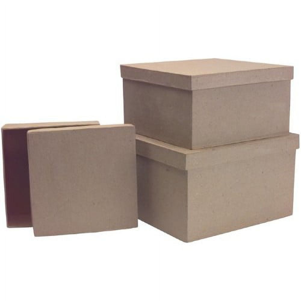 DCC 280014 Paper Mache Square Box Set Of 3812 in. 712 in. 6 in