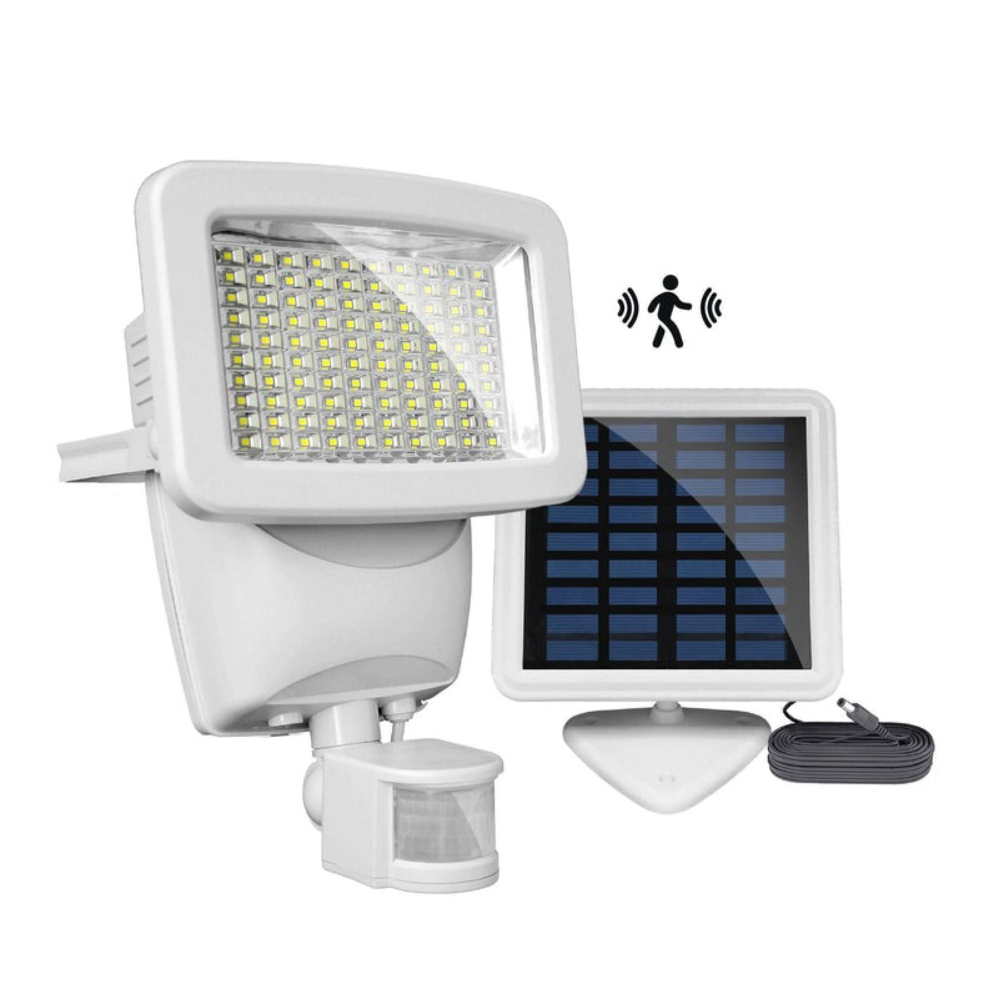 White Metal Solar Motion Sensor Security Light with 100 LEDs