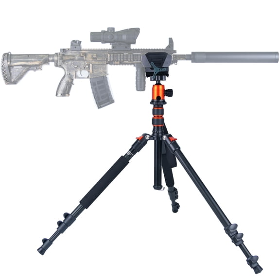 DCCMS Rifle Shooting Tripod with Saddle Mount and 360 Rotate Ball Head. Durable and Lightweight Frame with Adjustable Legs. Hands-Free Operation Rifle Rest for Sighting in and Shooting Stability.