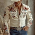 thumbnail image 1 of DCDany Western Cowboy Shirts For Men Vintage Shirts Long Sleeve Casual Button Regular Fit Western Cowboy Shirts Two Pockets Work Dress Button Up Shirts Beige M, 1 of 6