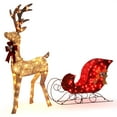 DCENTA Large Lighted Christmas Reindeer & Sleigh Prelit 4ft Reindeer