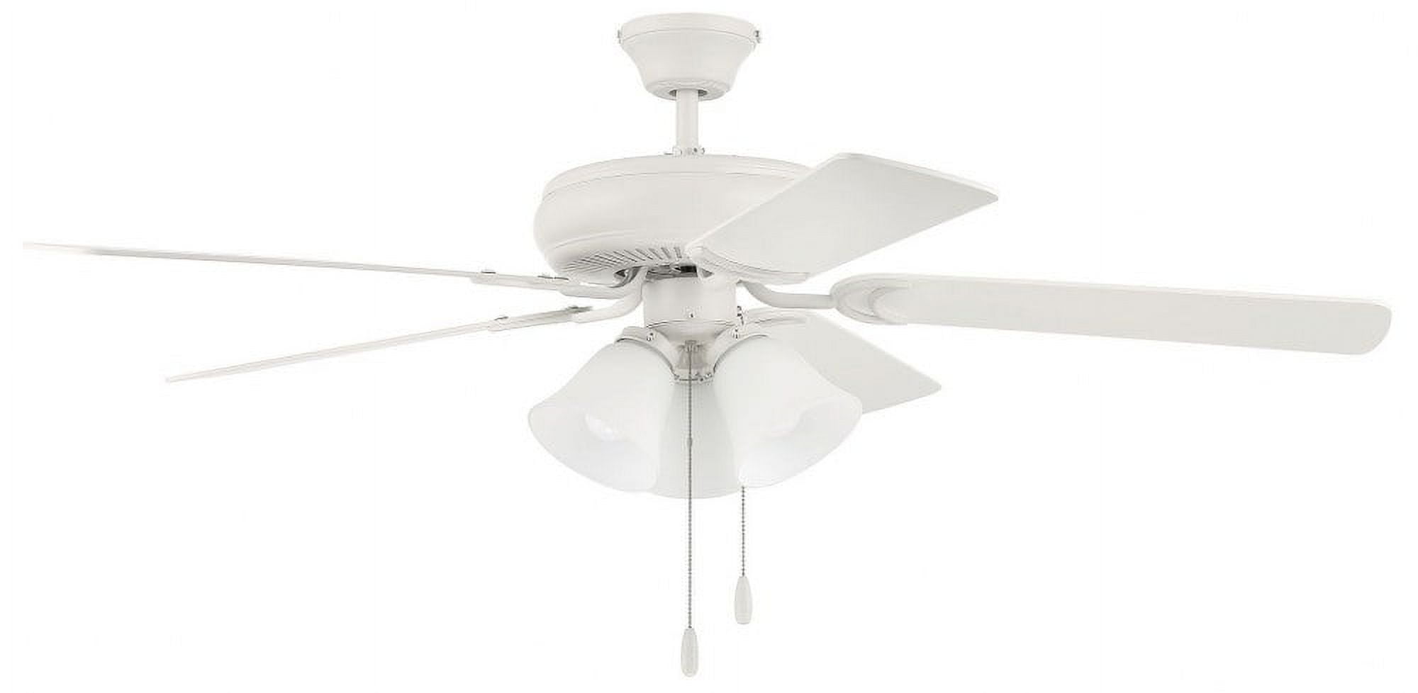 Matte White 52" Ceiling Fan with Frost Glass Light Kit