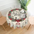 DCHYO Merry Christmas Round Tablecloth Happy New Year Table Cloth