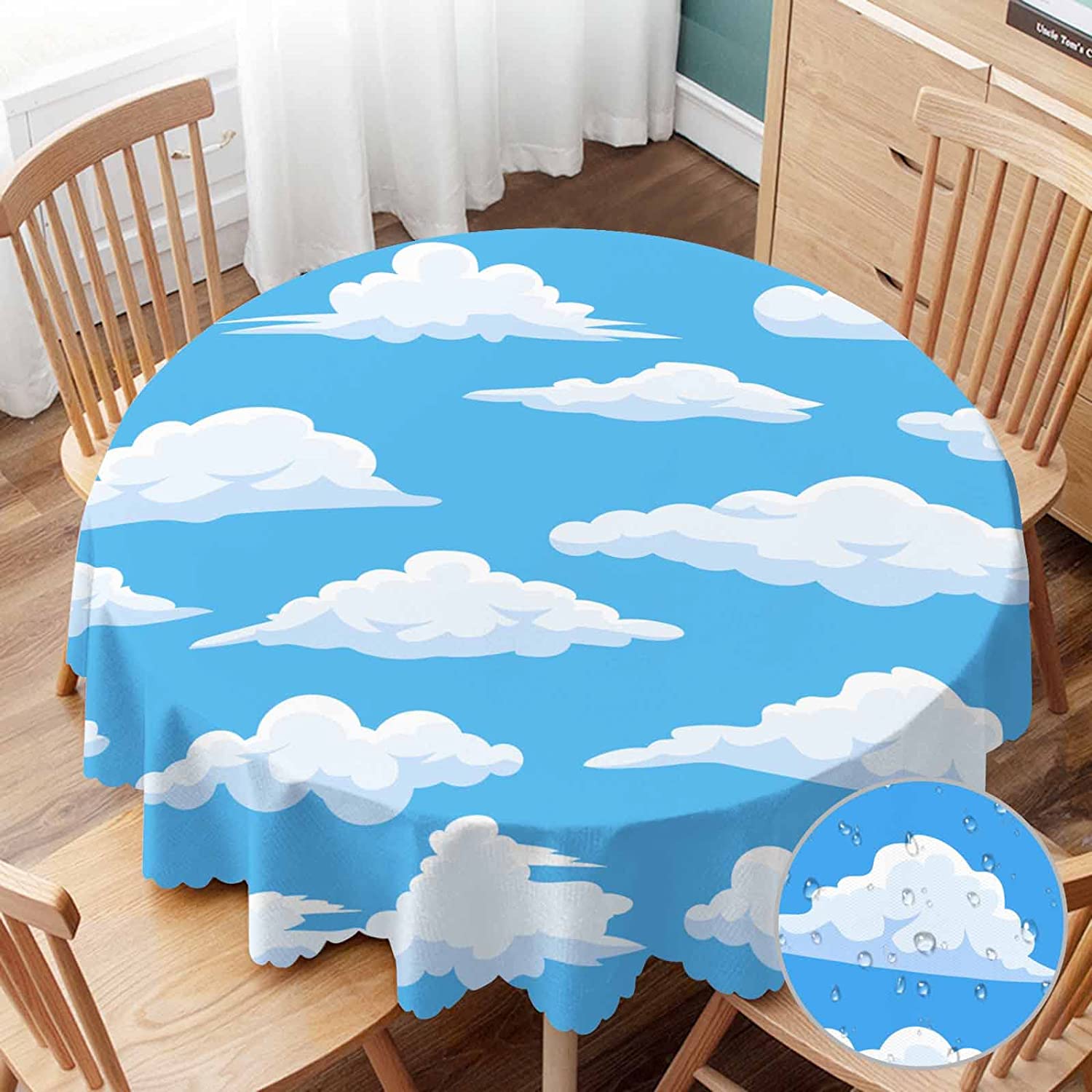 DCHYO Tablecloth Round Palm Trees Table Cloth Ocean Seascape Beach Palm Tree Sunset Table Cover