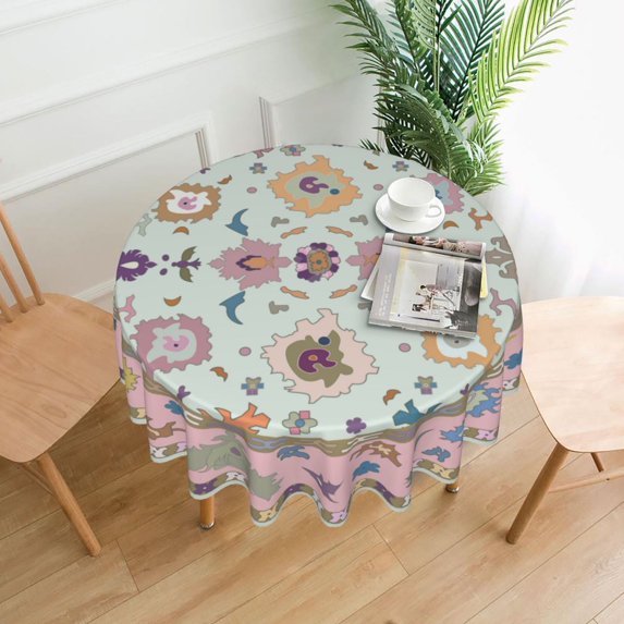 ZUMAS pink flower Round Tablecloths Are Soft And Comfortable, Re-Washable, Suitable For Cafes, Buffets, Picnics, Weddings And Parties.