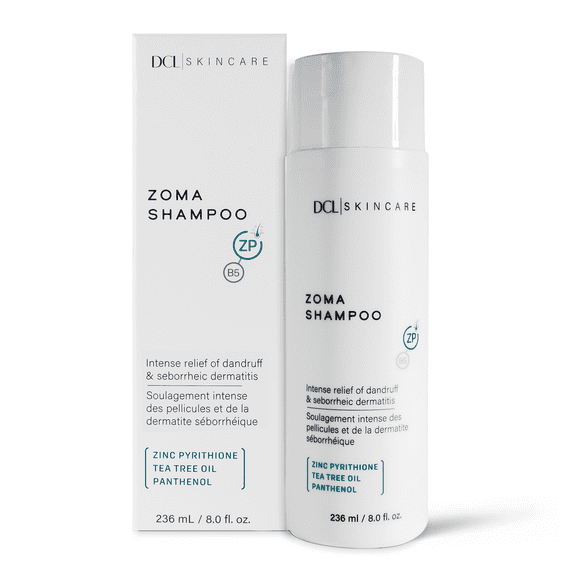 DCL Skincare Zoma Shampoo Dry Scalp Care with Zinc Pyrithione, Relieves Itching, Flaking, and Dandruff, Seborrheic Dermatitis Treatment, 8 fl oz