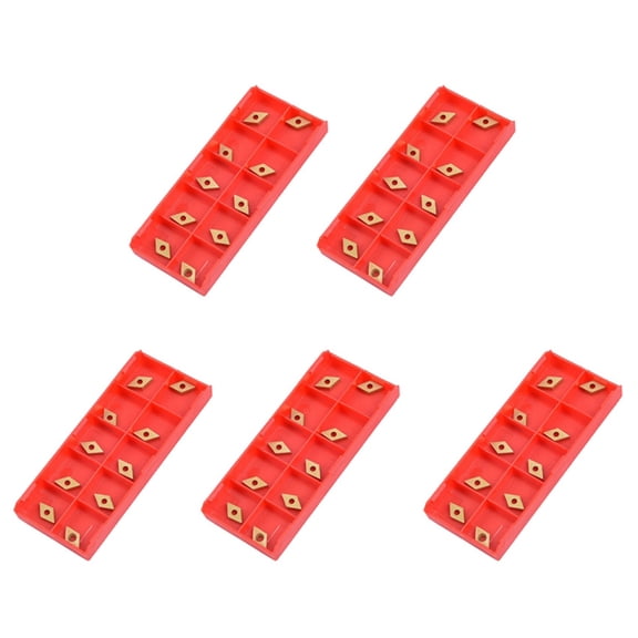 DCMT070204 YBC251 Gold Carbide Inserts for CNC Lathe Turning - 50 Pcs in 5 Box Pack