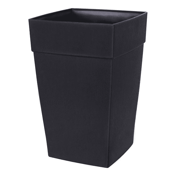 DCN Plastic Harmony Tall 12 x 12 x 18 Inch Flower Pot Planter, Black