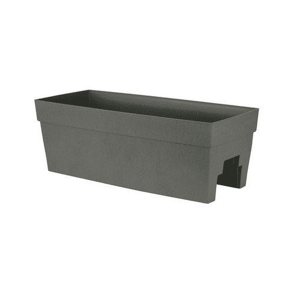 Gray Plastic Self-Watering Rail Planter for Outdoor Use