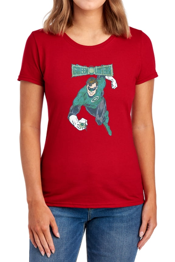 DCO Desaturated Green Lantern Women's T Shirt, Red, Medium