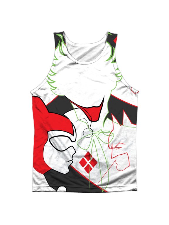 Dco Joker Harley Inline Adult 100% Poly Tank Top White Sm White Sm
